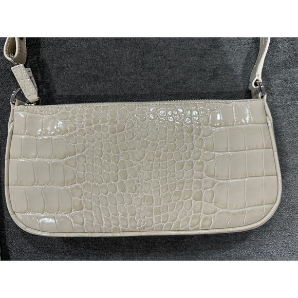 By Far Rachel Shoulder Bag Off White NWT Croc Embossed Leather Silver Hardware - Picture 7 of 11